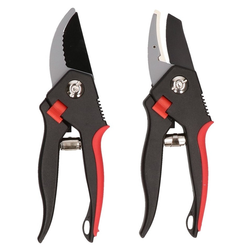 Merkloos Snoeischaren - 2x st - rood - 20 cm - tuingereedschap heggenscharen - snoeien -