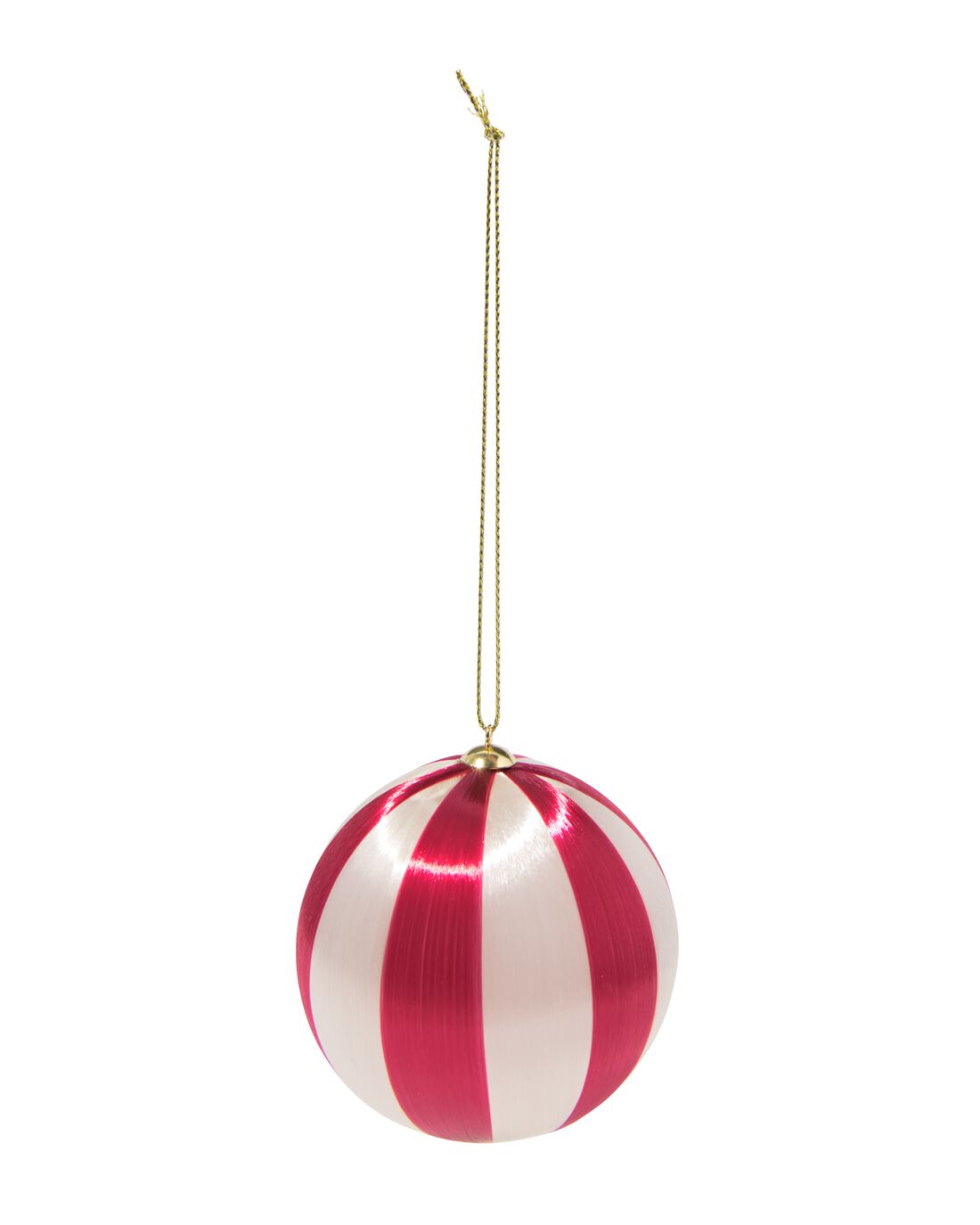 HEMA Kerstbal 6.9cm satijn strepen rood (multi)
