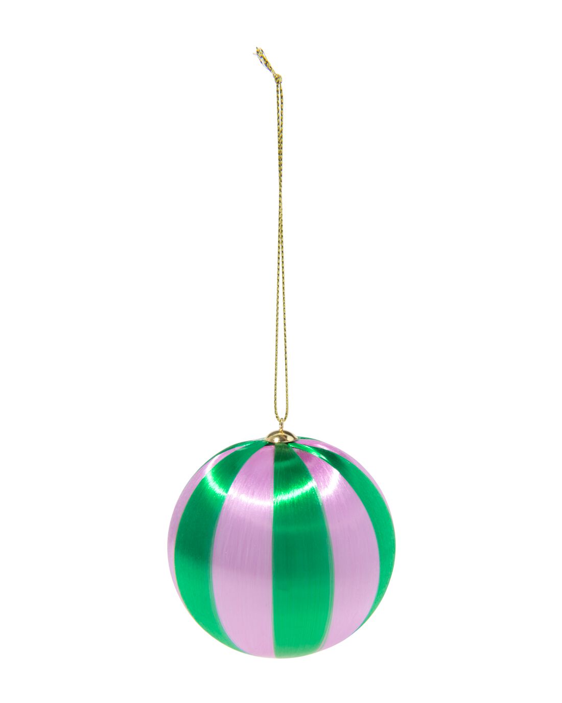 HEMA Kerstbal 6.9cm satijn strepen lila-groen (multi)