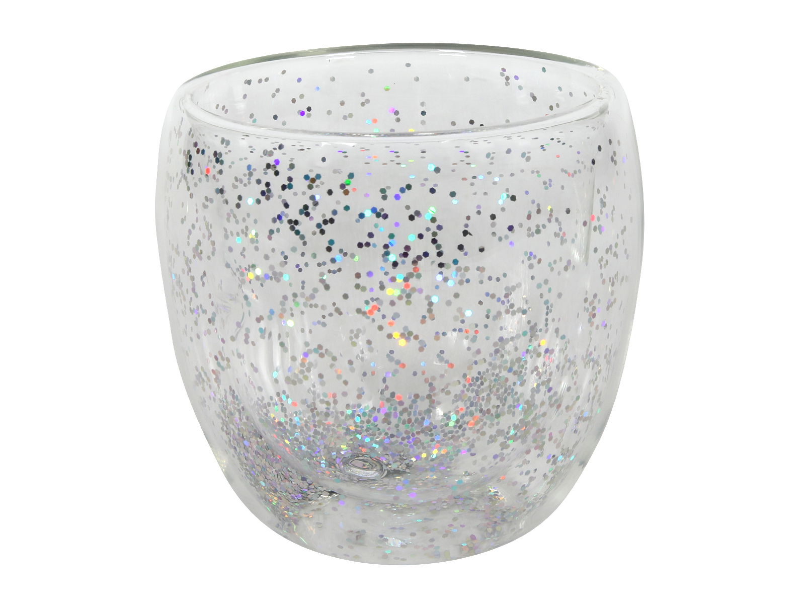 Hit Dubbelw confetti glas, zilver, rond, 250ml Td8.3 x Md9 xH8.6 cm - 