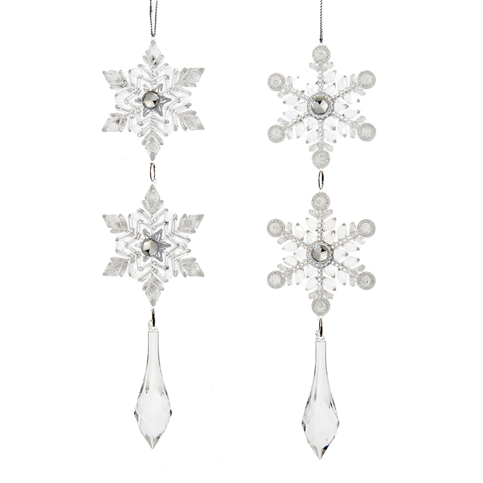 Kurt s adler 8.9 inch Clr Ice Snwflk W/Dangle Drop 2A 12,7x5,08x1,27 cm kerstornament - 