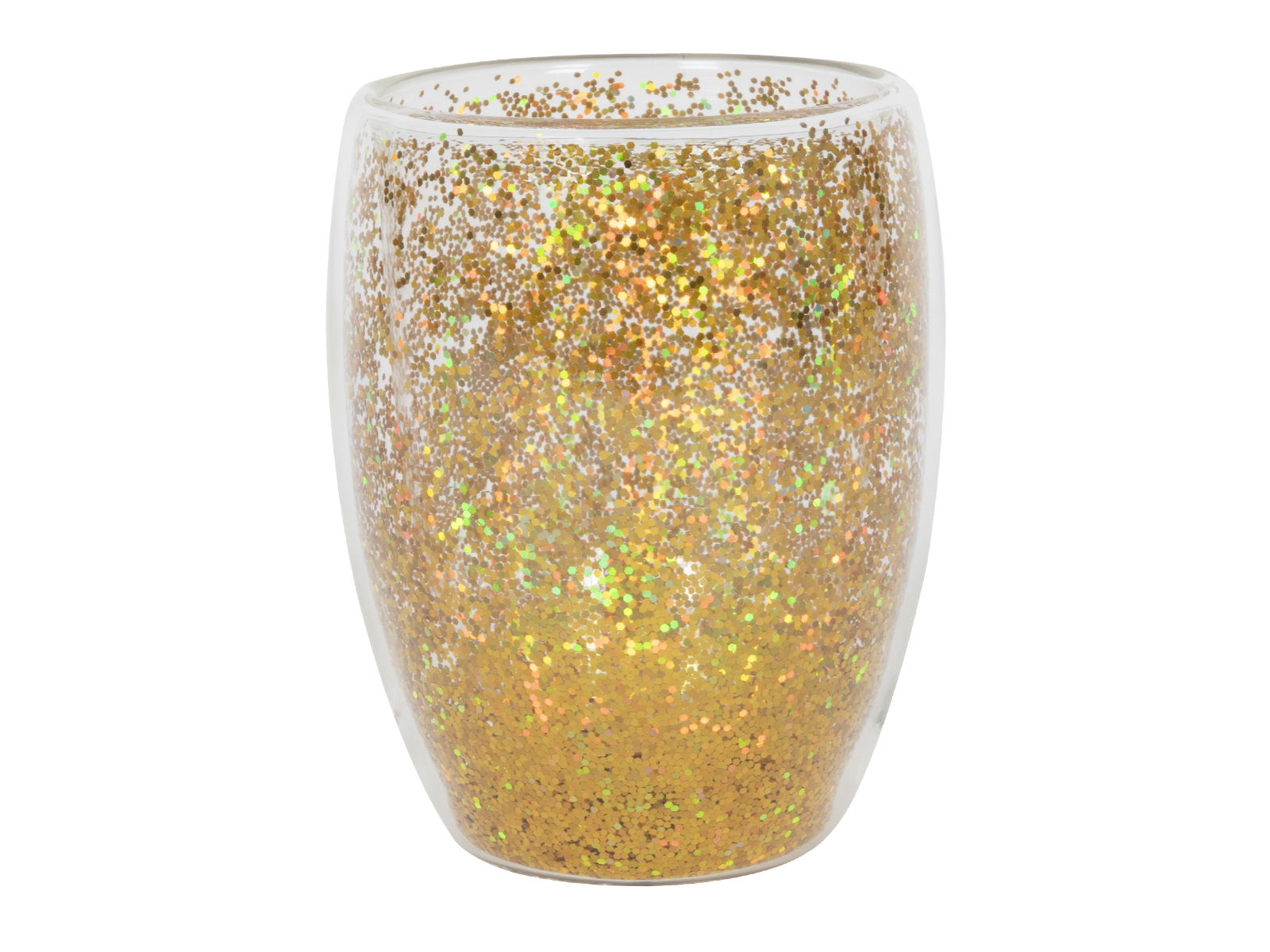 Hit Dubbelw confetti glas, goud, rond, 350ml Td8.6 x Md9.2 xH11,5 cm - 
