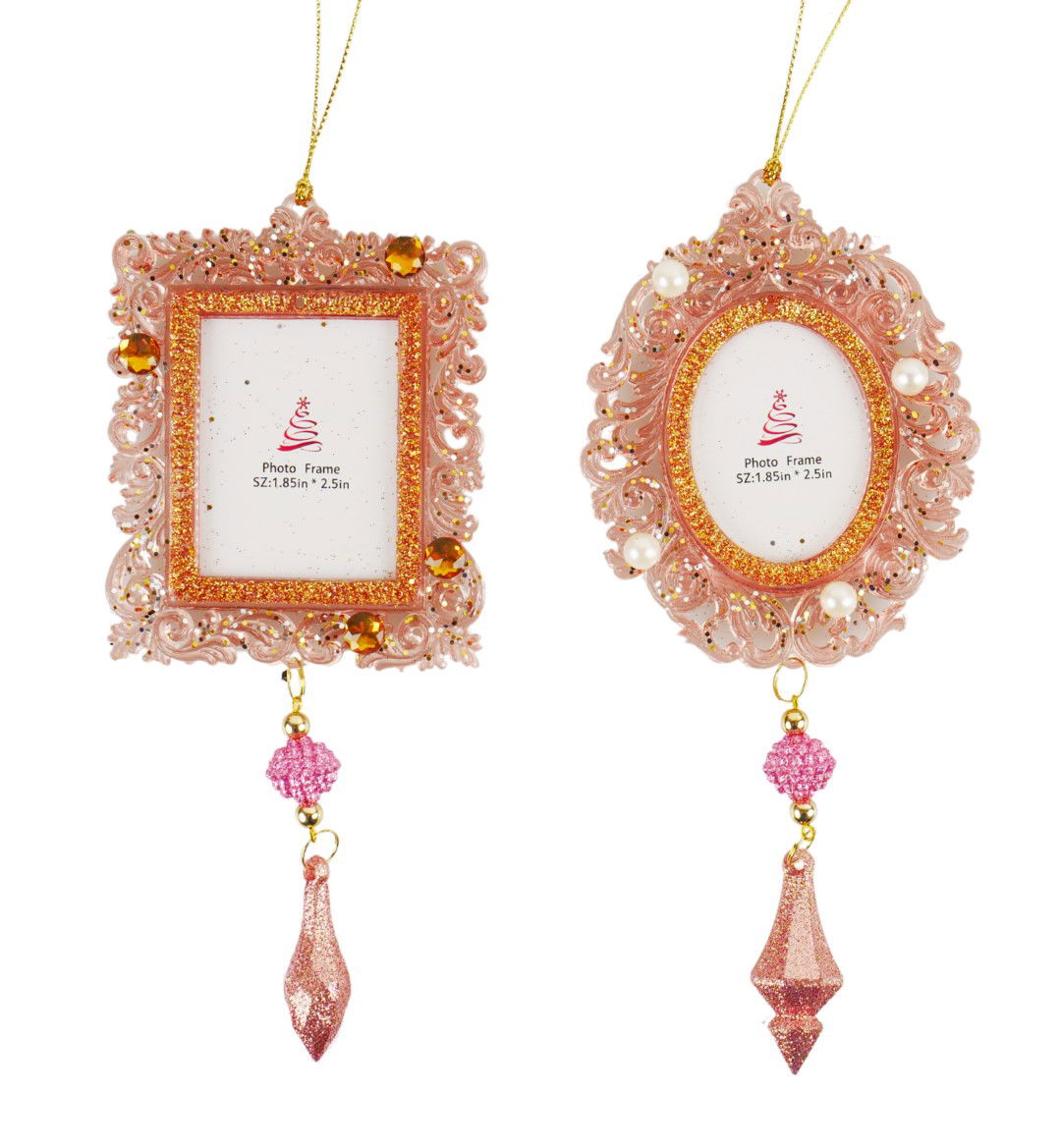 Kurt s adler 6.6 inch Photo Frame W/ Dangle Ornament X 2. II 5x5x10 cm kerstornament - 