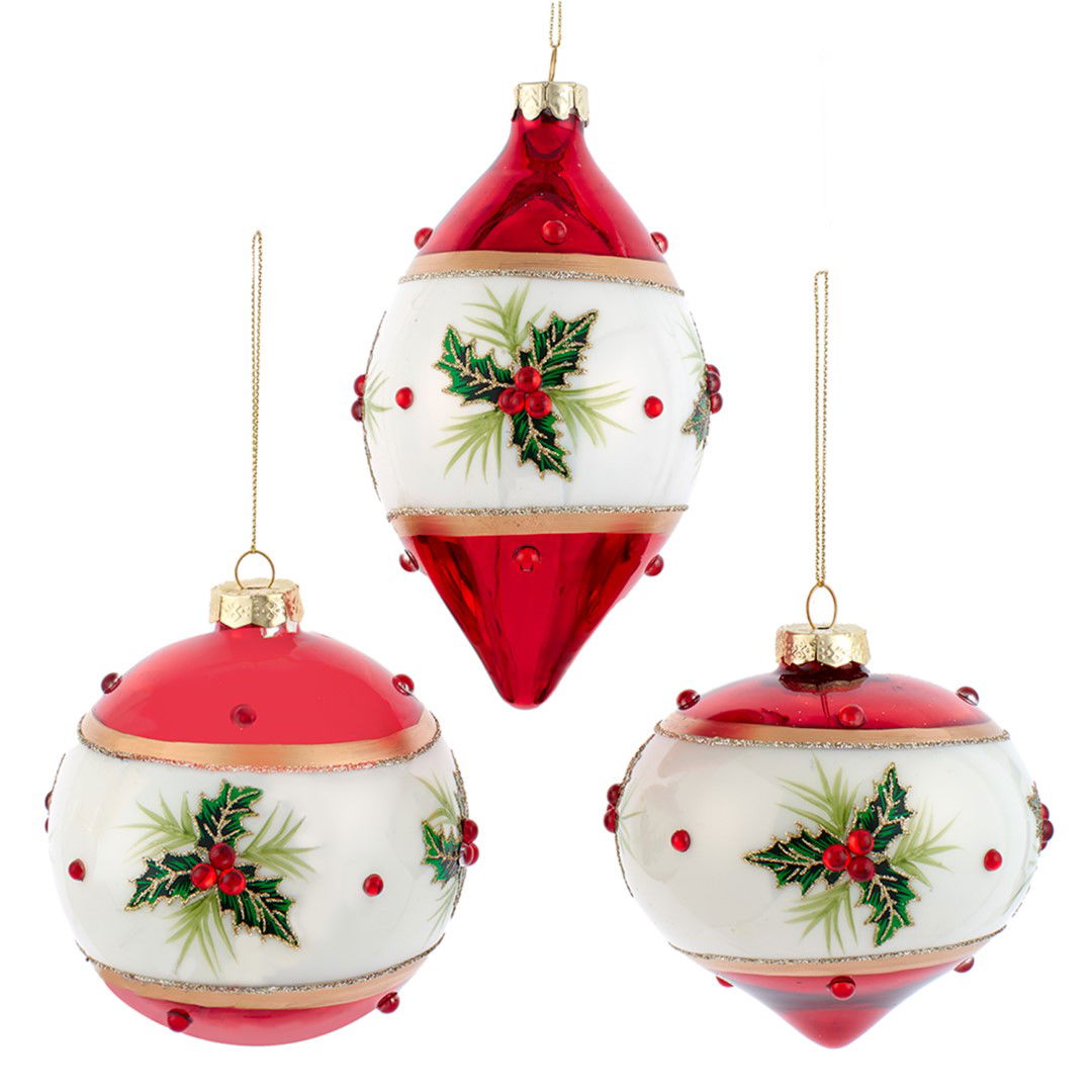 Kurt s adler 4 inch R//W W/Holly Ball/Finial/Onion 3A 15,24x8,89x8,128 cm kerstornament - 