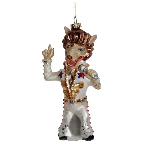Hd collection Singer Wolf Glass White 15,2 cm ornament - 