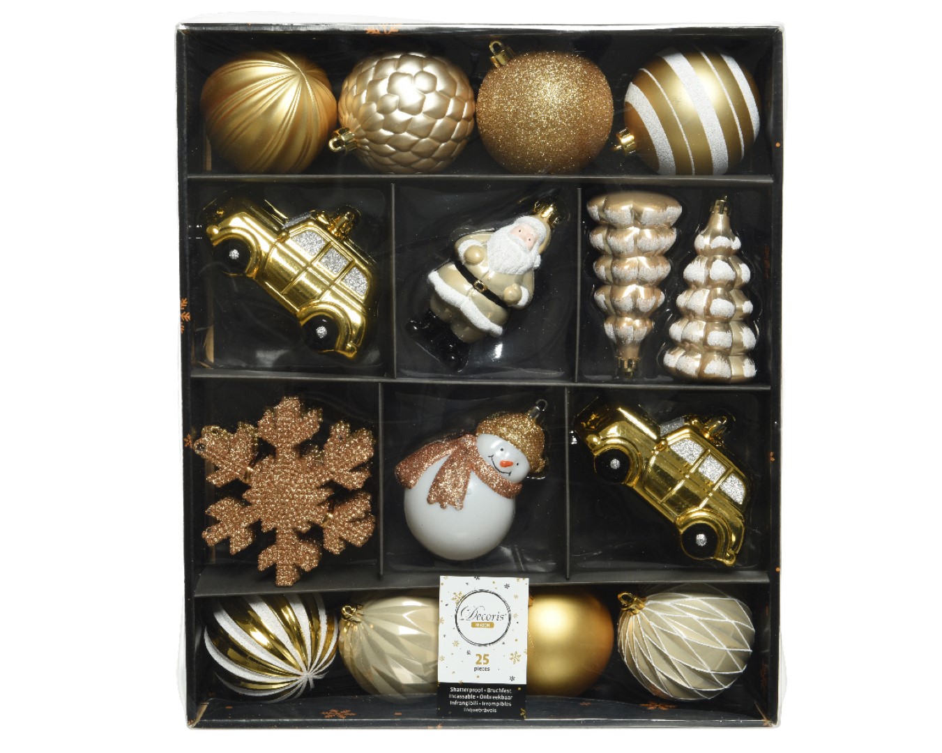 Decoris Mix kunststof l40.20b33h8.5 cm 25st kerst - 