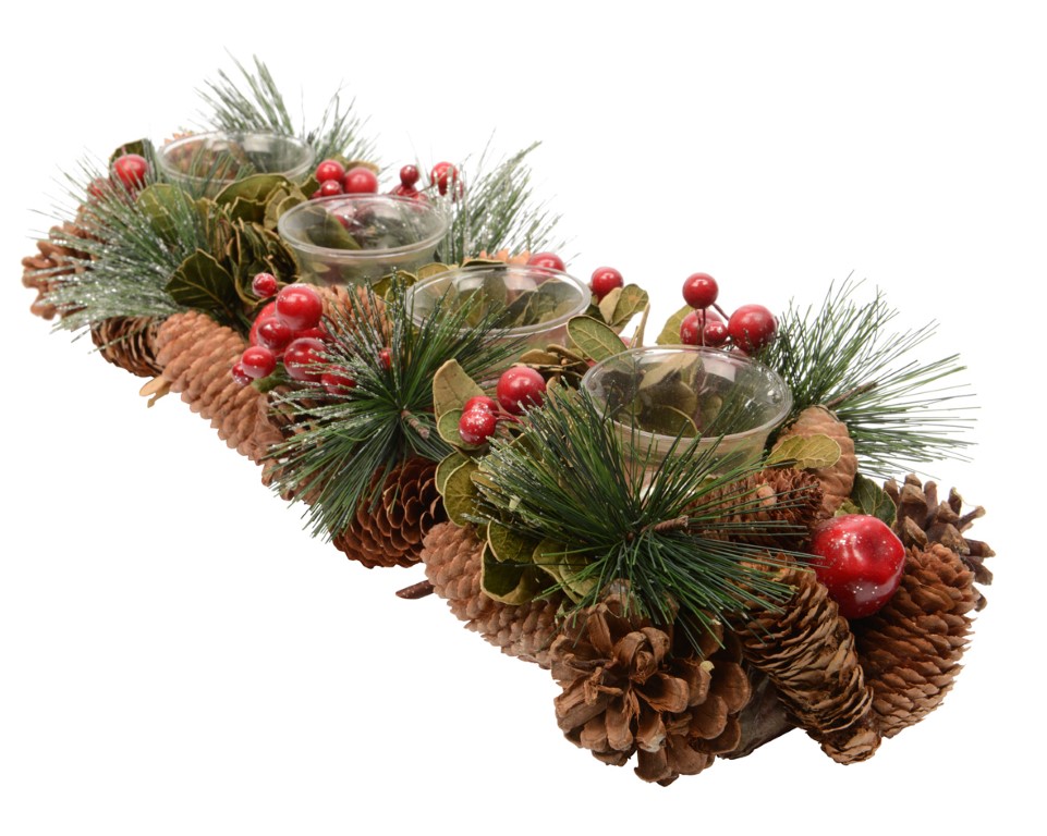 Decoris theelicht dennenappel l8b47h16c groen kerst - 