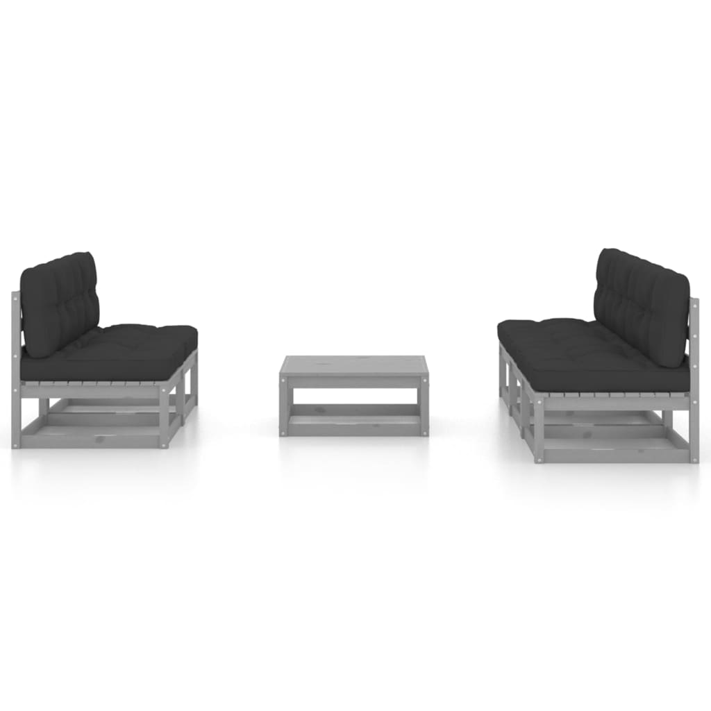 vidaXL 6-delige Loungeset met kussens massief grenenhout