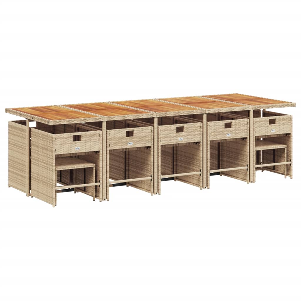 vidaXL 15-delige Tuinset met kussens poly rattan beige