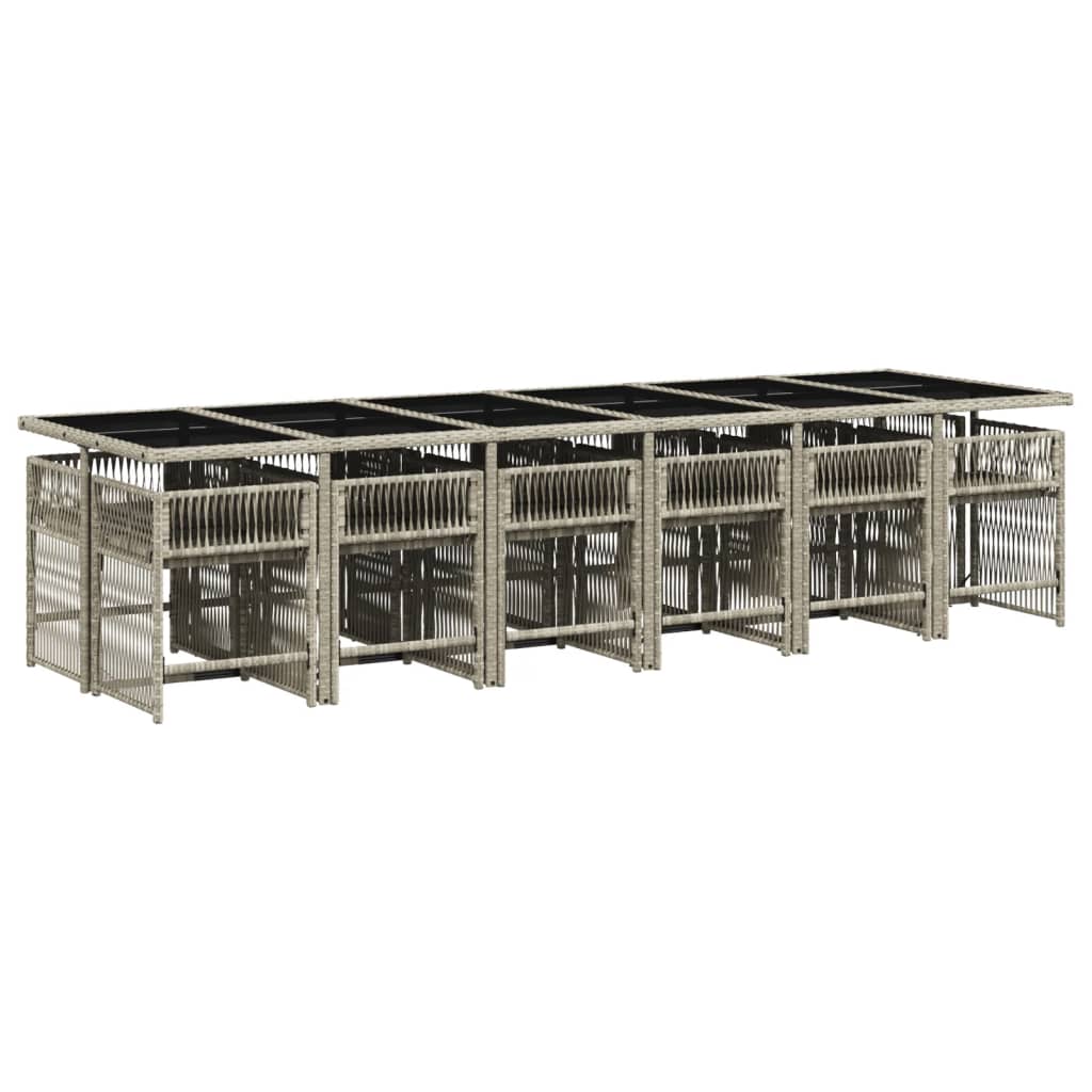 vidaXL 13-delige Tuinset met kussens poly rattan lichtgrijs