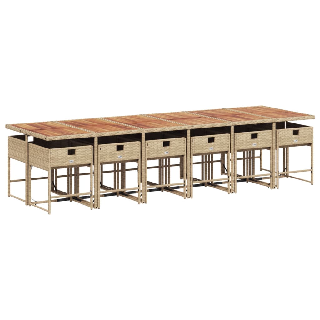 vidaXL 13-delige Tuinset met kussens poly rattan beige