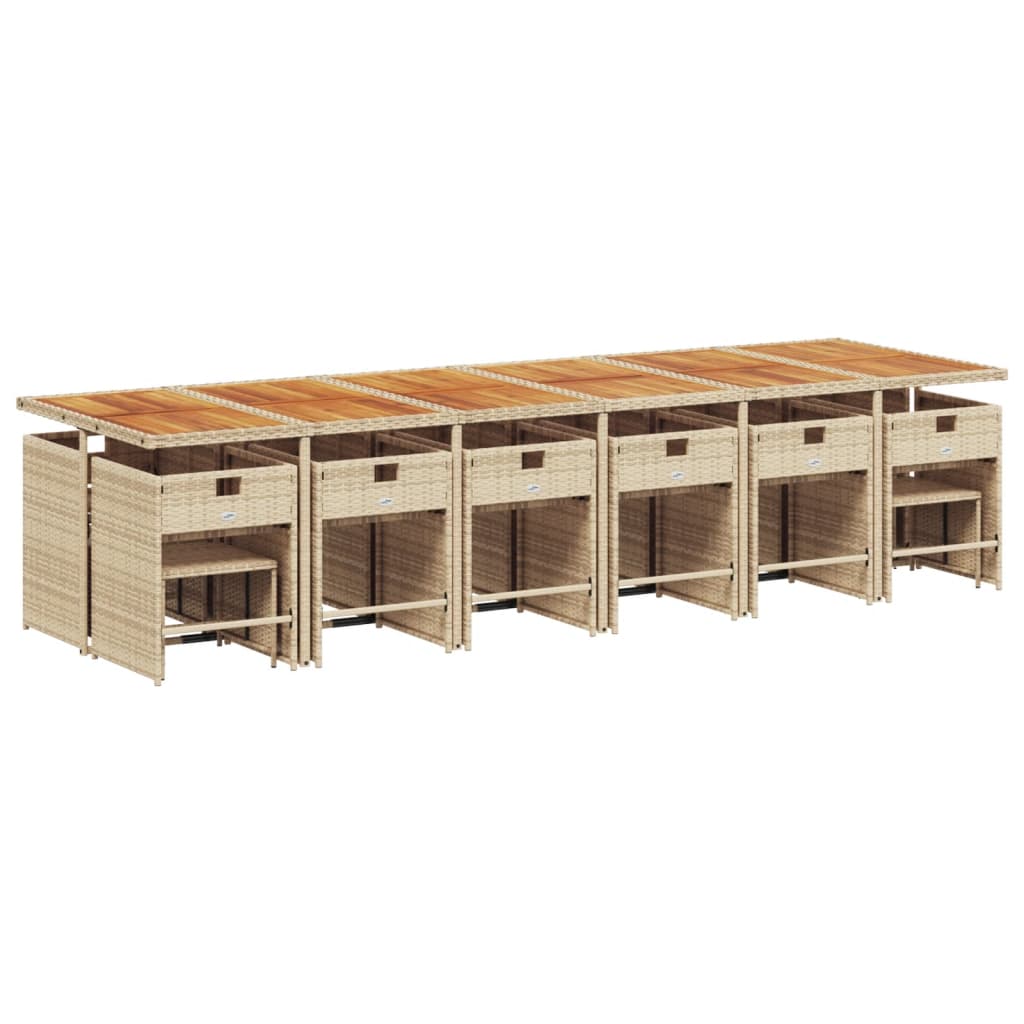 vidaXL 17-delige Tuinset met kussens poly rattan beige