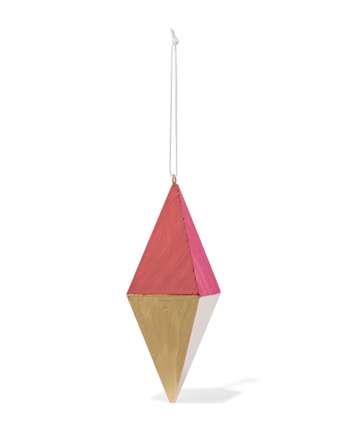 HEMA Kersthanger 12cm hout diamant roze-goud (multi)