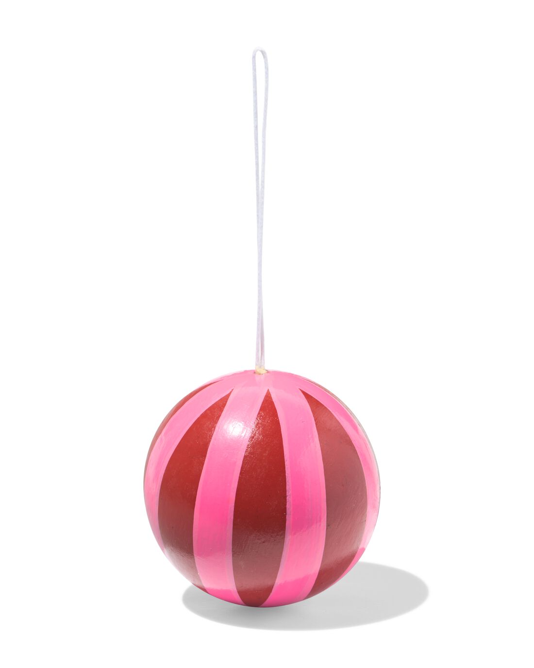 HEMA Kersthanger 6x6cm hout bal roze-rood (multi)