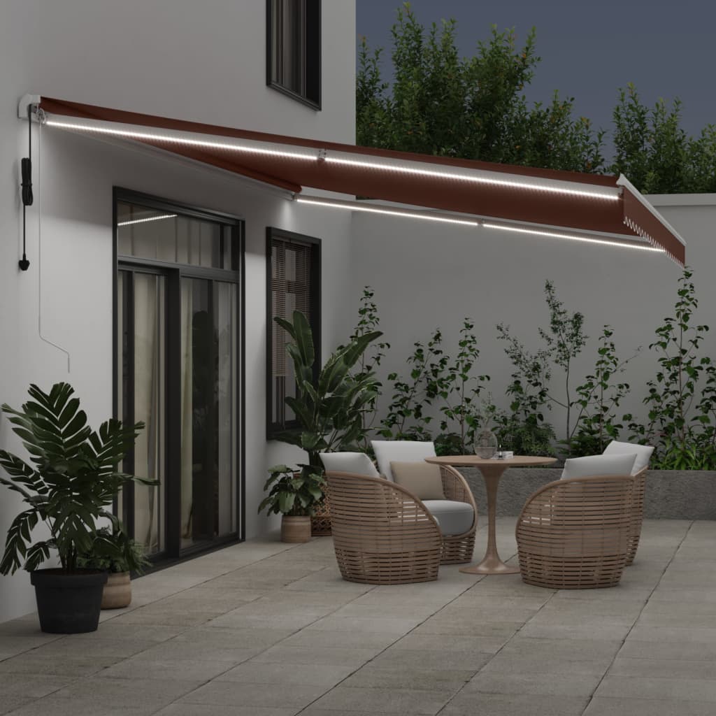 vidaXL Luifel automatisch uittrekbaar met LED 600x350 cm bruin