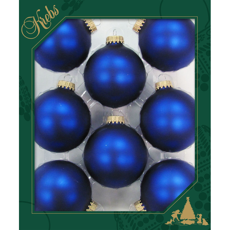 Krebs Kerstballen - 8x st - kobalt blauw - mat - glas - 7 cm -