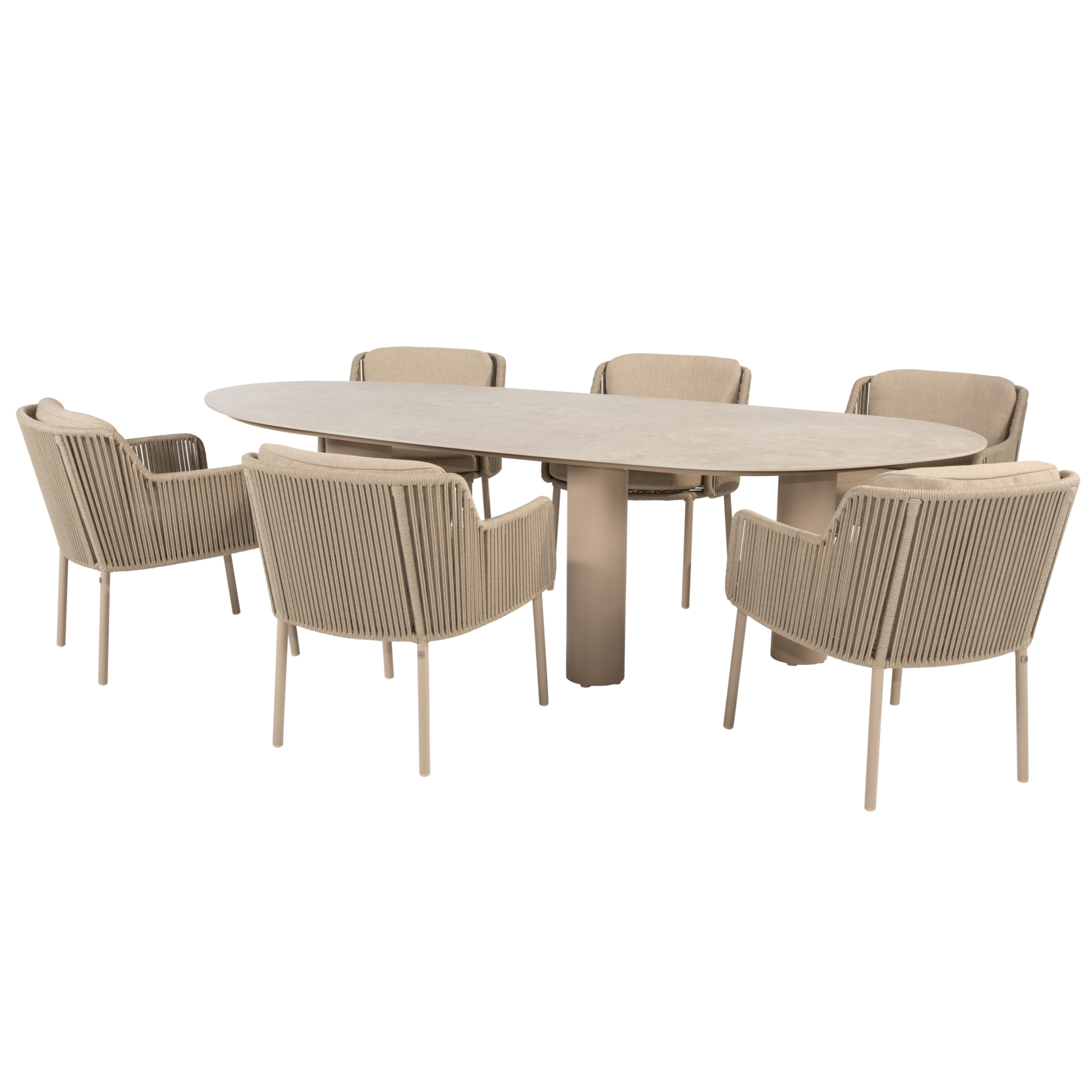 4 Seasons Outdoor Estate Bernini dining tuinset 240x105xH75 cm mango 7 delig keramiek latte 