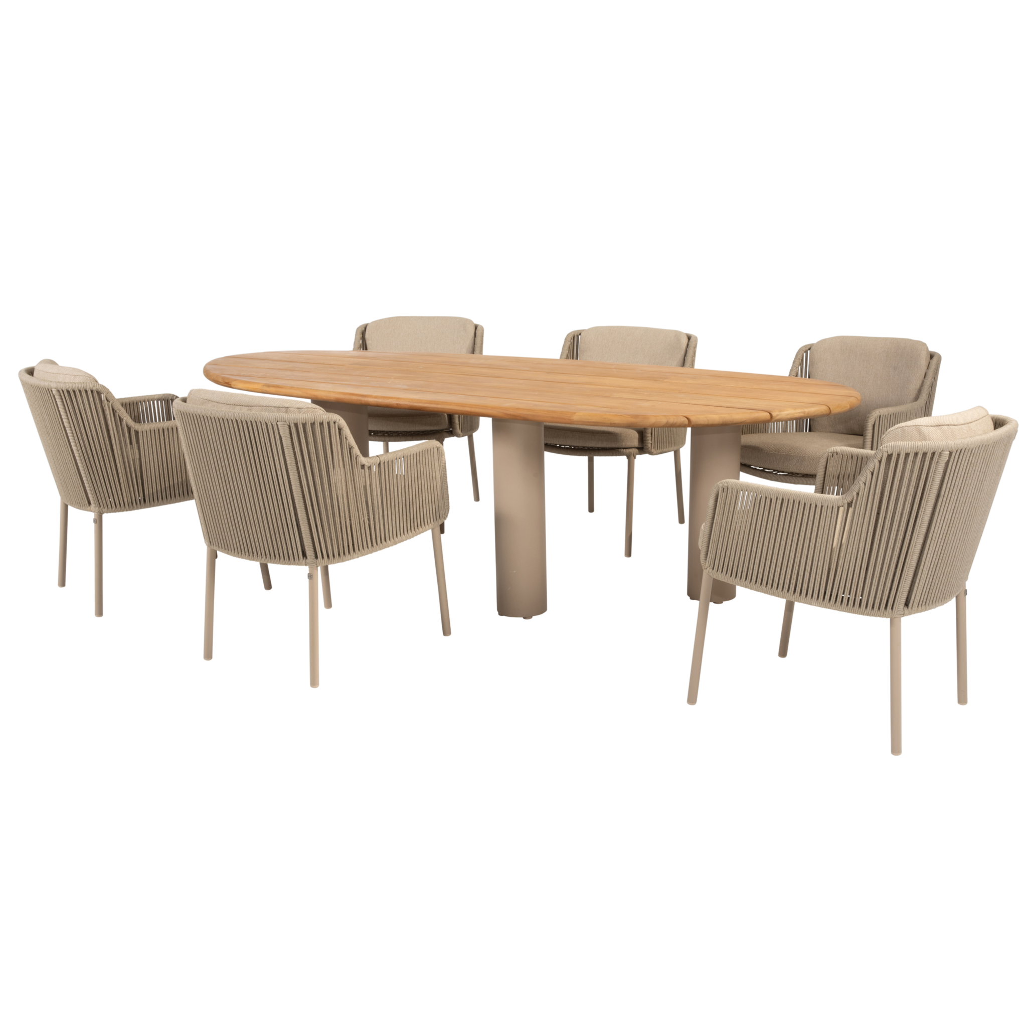 4 Seasons Outdoor Estate Bernini dining tuinset 240x105xH75 cm mango 7 delig teak latte 