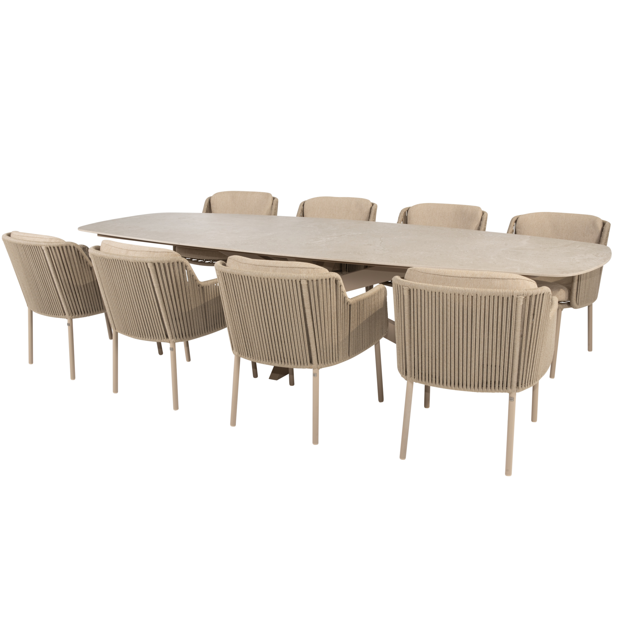 4 Seasons Outdoor Prado Bernini dining tuinset 300x110xH75 cm 9 delig keramiek latte 