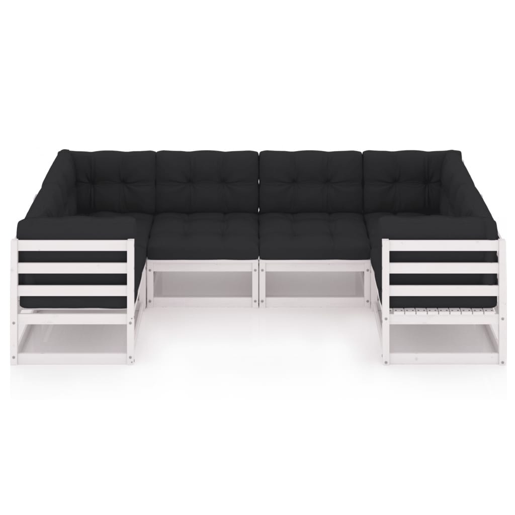 vidaXL 6-delige Loungeset met kussens massief grenenhout wit