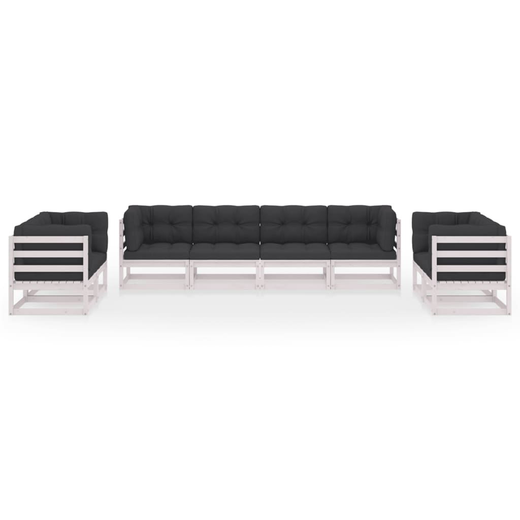 vidaXL 8-delige Loungeset met kussens massief grenenhout