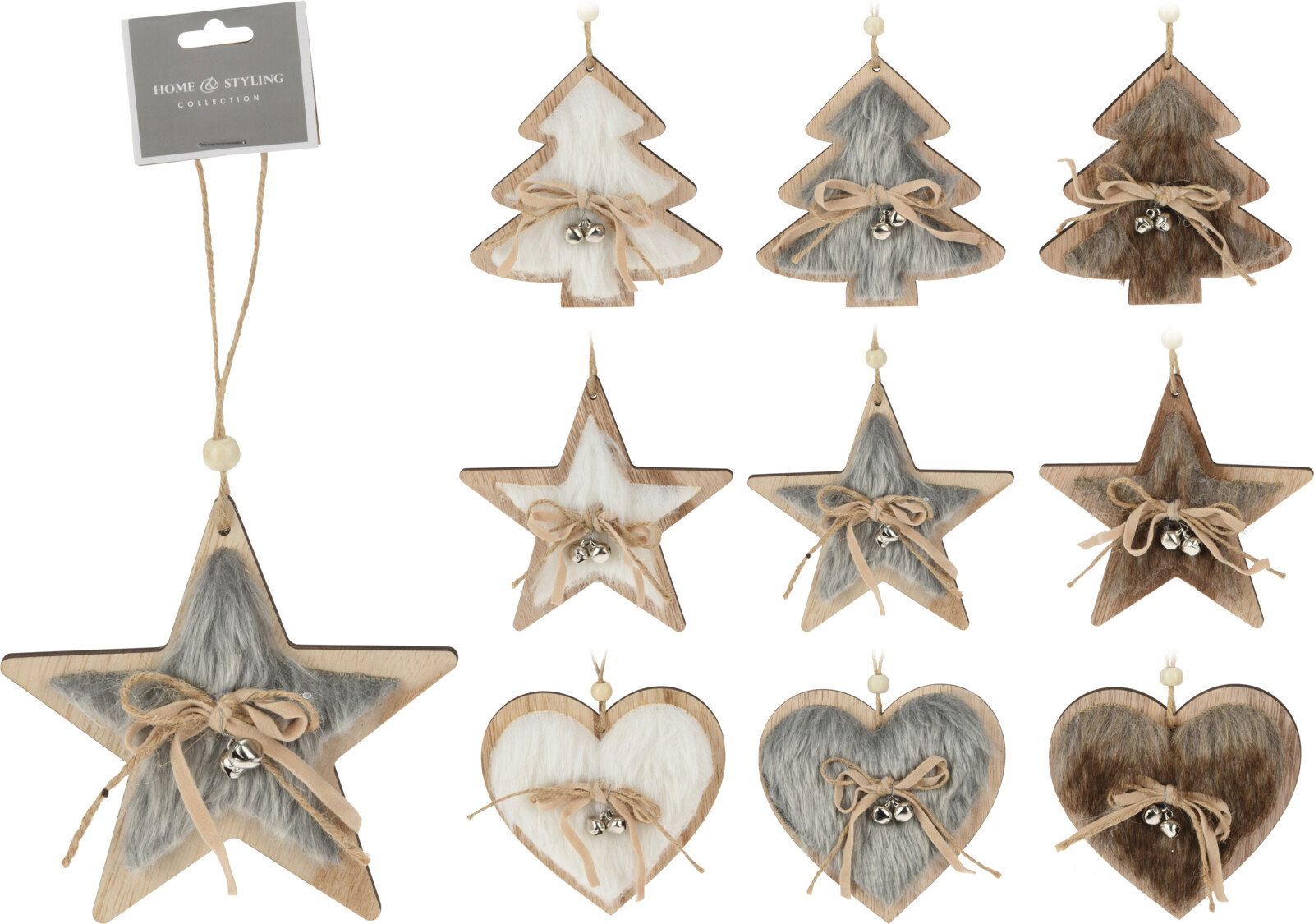 Nampook Hangdeco hout 11cm 9ass design - 