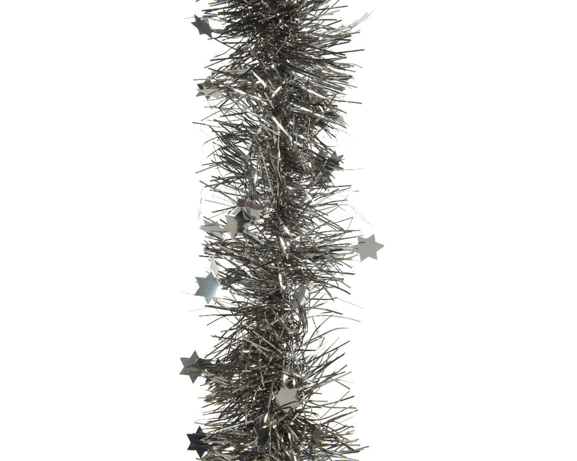 Decoris Lametta guirlande d10l270cm w.grijs - 