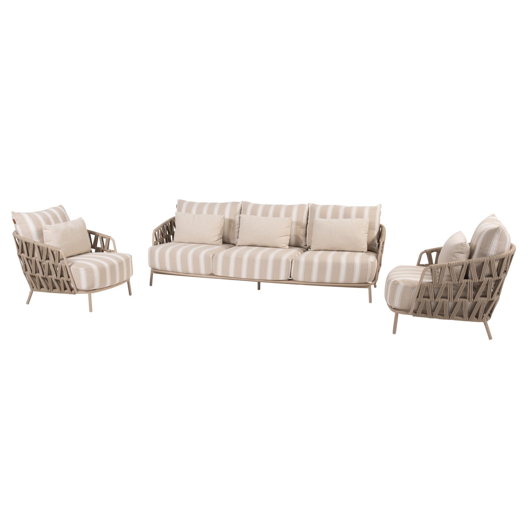 4 Seasons Outdoor Beverly stoel bank loungeset 3 delig latte 