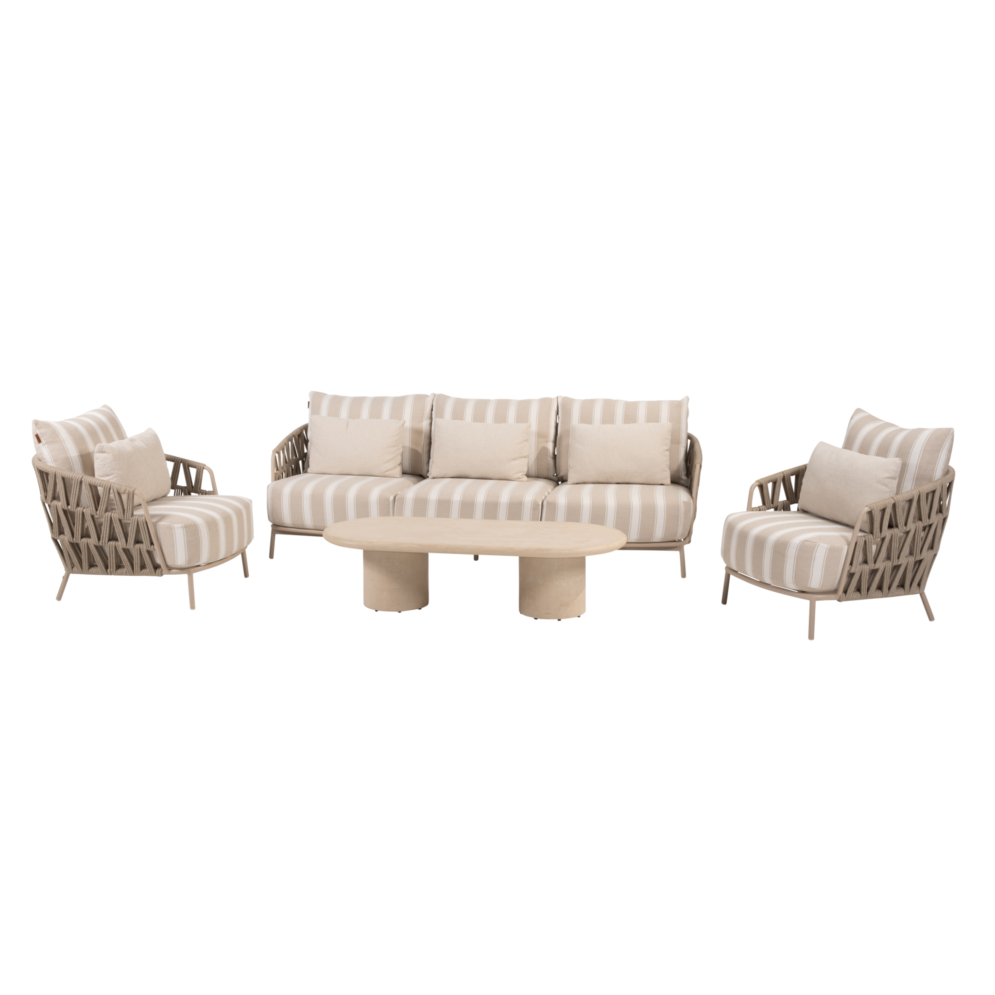4 Seasons Outdoor Hampton Beverly stoel bank loungeset 4 delig latte 