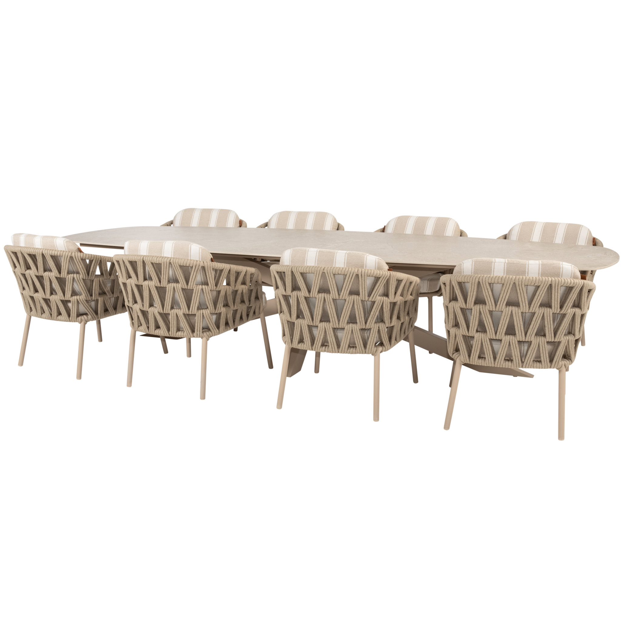 4 Seasons Outdoor Prado Beverly dining tuinset 300x110xH75 cm 9 delig keramiek latte 