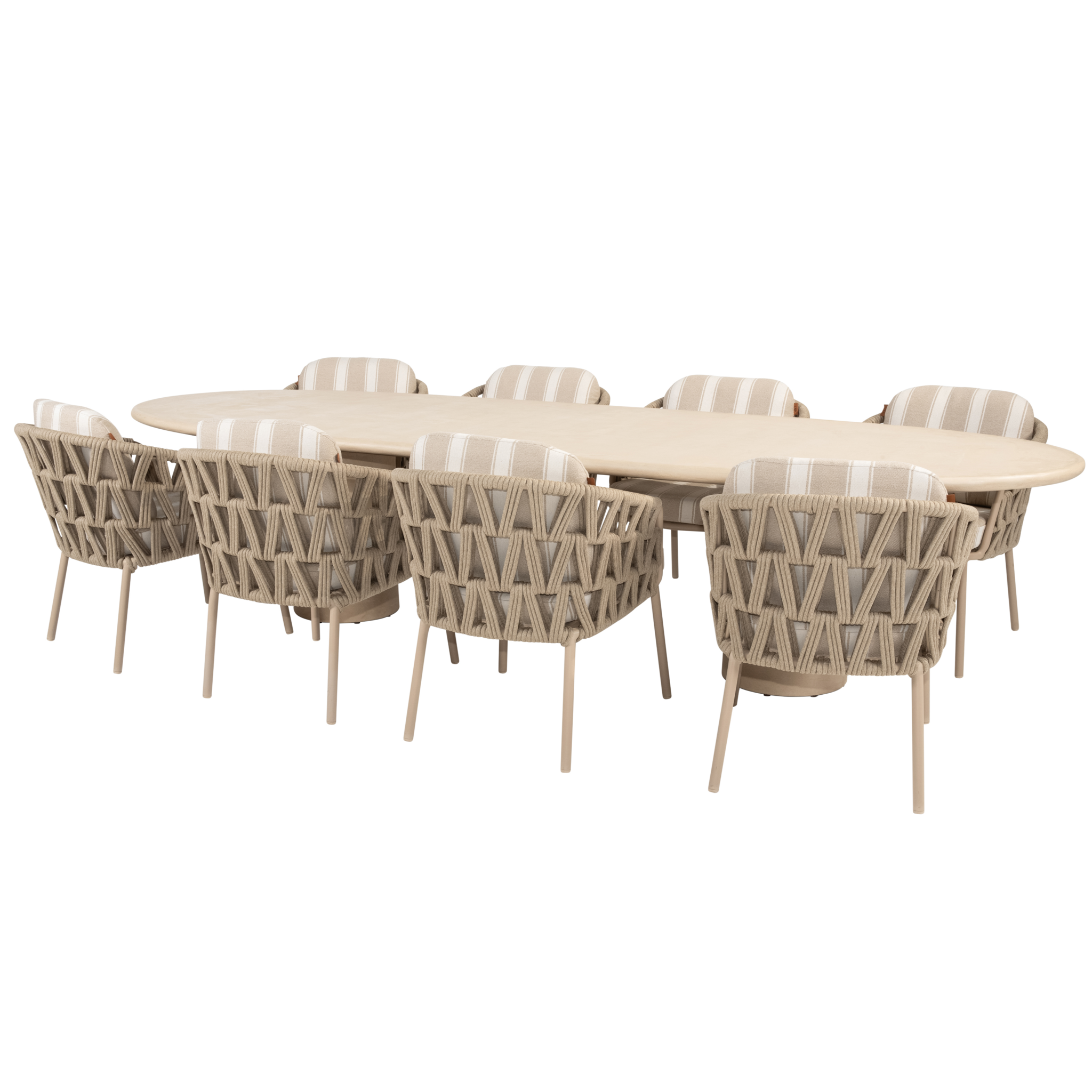 4 Seasons Outdoor Hampton Beverly dining tuinset 300x110xH75 cm 9 delig mortex latte 