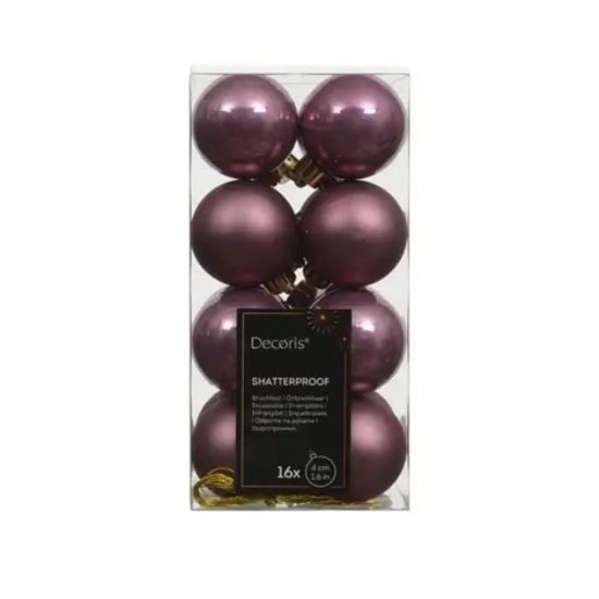 Decoris Kerstbal kunststof d4 cm pink 16 st  - 
