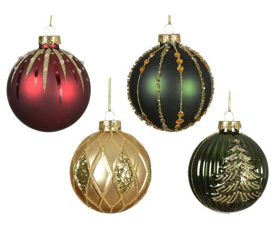 Decoris Kerstbal glas d8 cm a4 I  - 