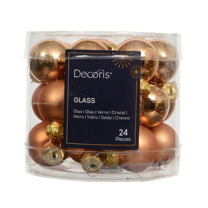 Decoris Kerstballen glas d2,5 cm brandy 24 st  - 