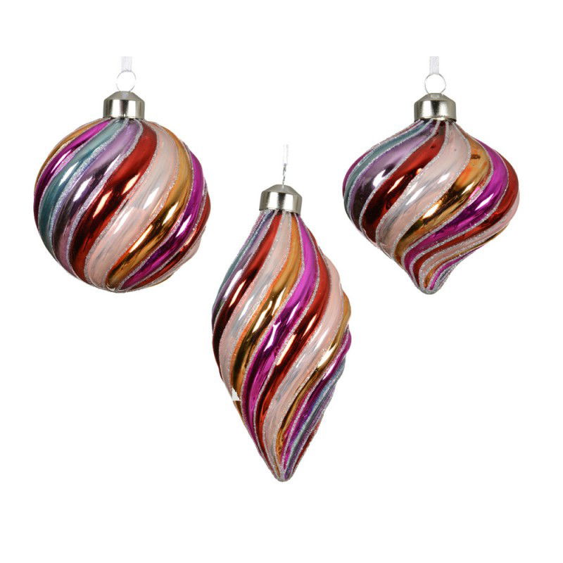 Decoris Kerstbal glas d8 cm multi a3  - 