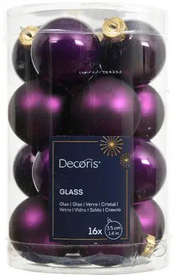 Decoris Kerstballen glas d3,5 cm vijg 16 st  - 