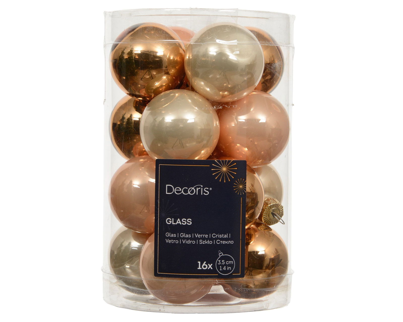Decoris Kerstbal glas d3,5 cm parel 16 st  - 