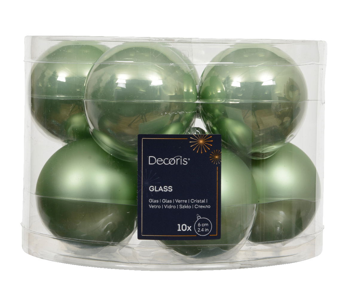 Decoris Kerstballen glas d6 cm groen 10 st  - 