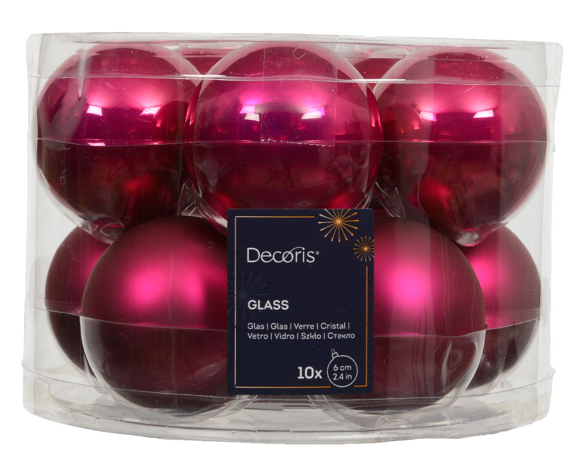 Decoris Kerstballen glas d6 cm pink 10 st  - 