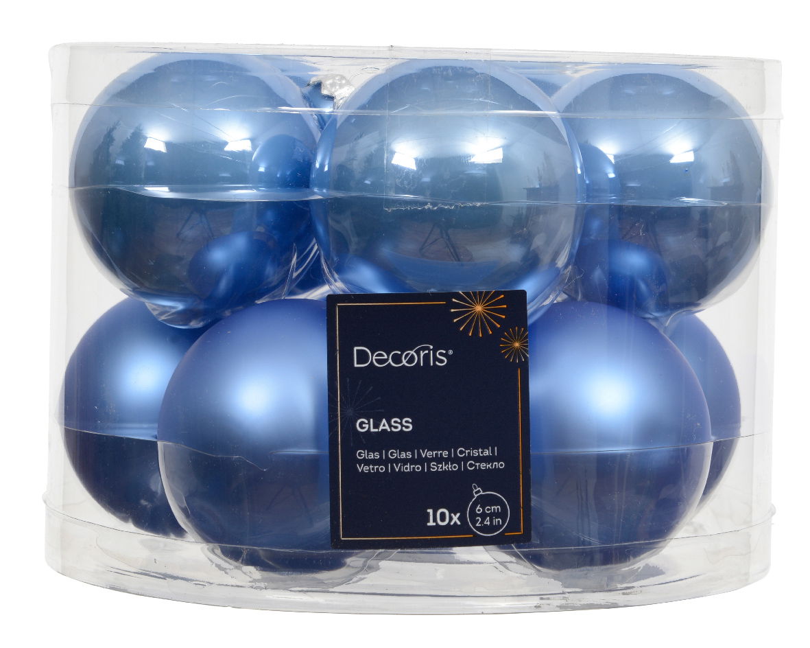 Decoris Kerstballen glas d6 cm sky blauw 10 st  - 