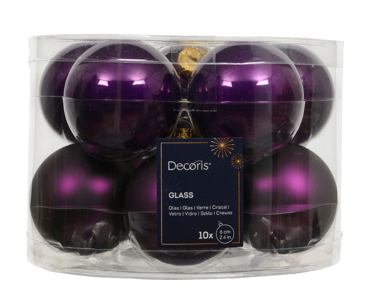 Decoris Kerstballen glas d6 cm vijg 10 st  - 