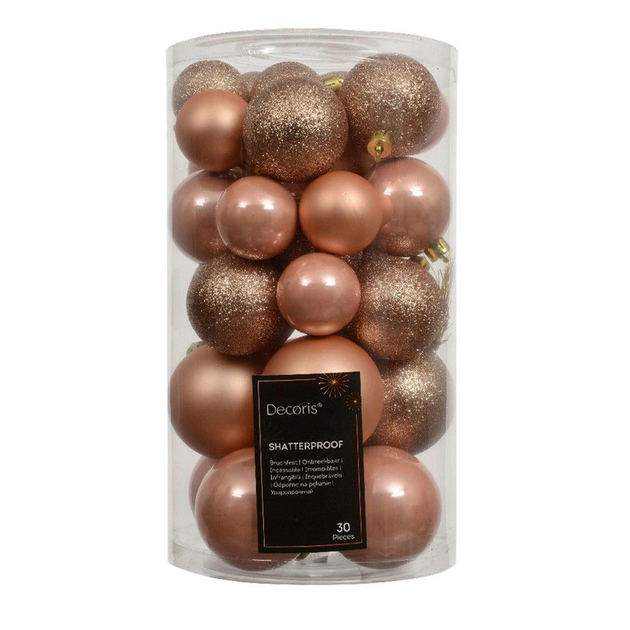 Decoris Kerstbalmix kunststof d6 cm pch prl 30 st  - 