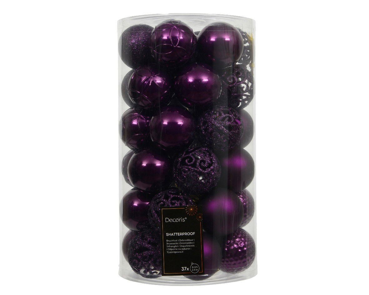 Decoris Kerstballen kunststof d6 cm vijg 37 st  - 