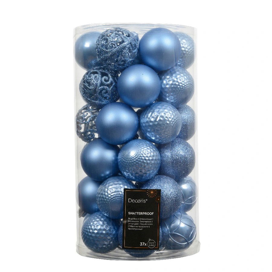Decoris Kerstbal kunststof d6 cm sky blauw 37 st  - 
