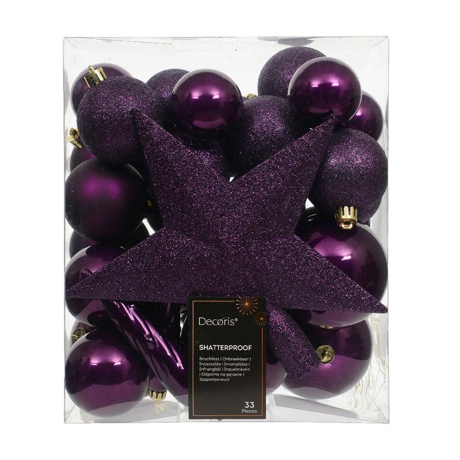 Decoris Kerstballen kunststof d8 cm vijg 33 st  - 