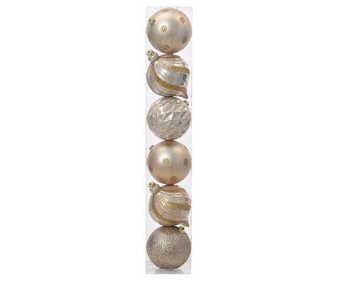 Decoris Onbreekbare kerstballen 6 st parel in transbox  - 