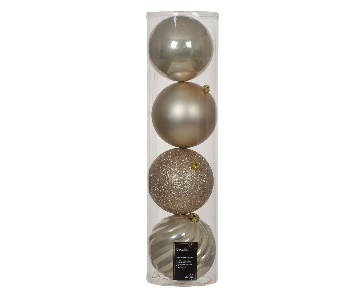 Decoris Kerstballen kunststof d14 cm parel 4 st  - 