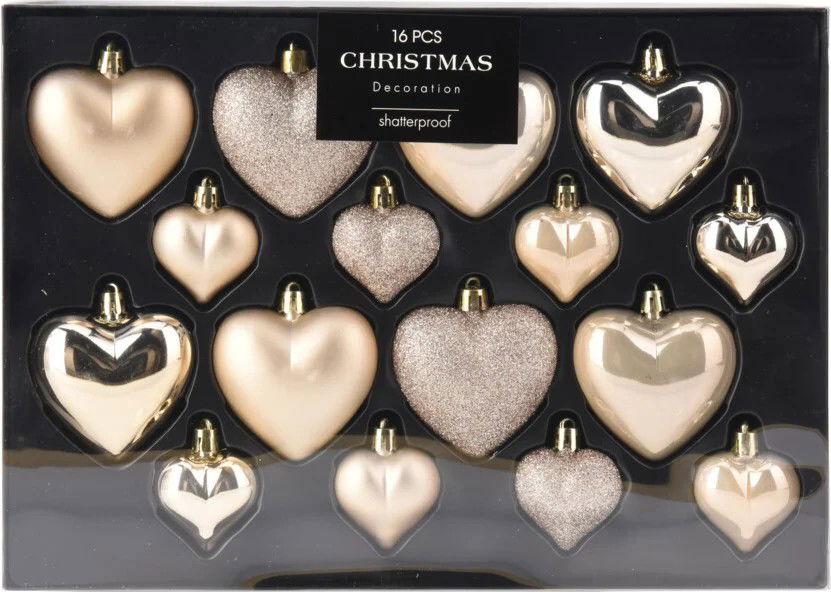 Nampook Kerstbal hart 8x65/8x45 mm crème  - 