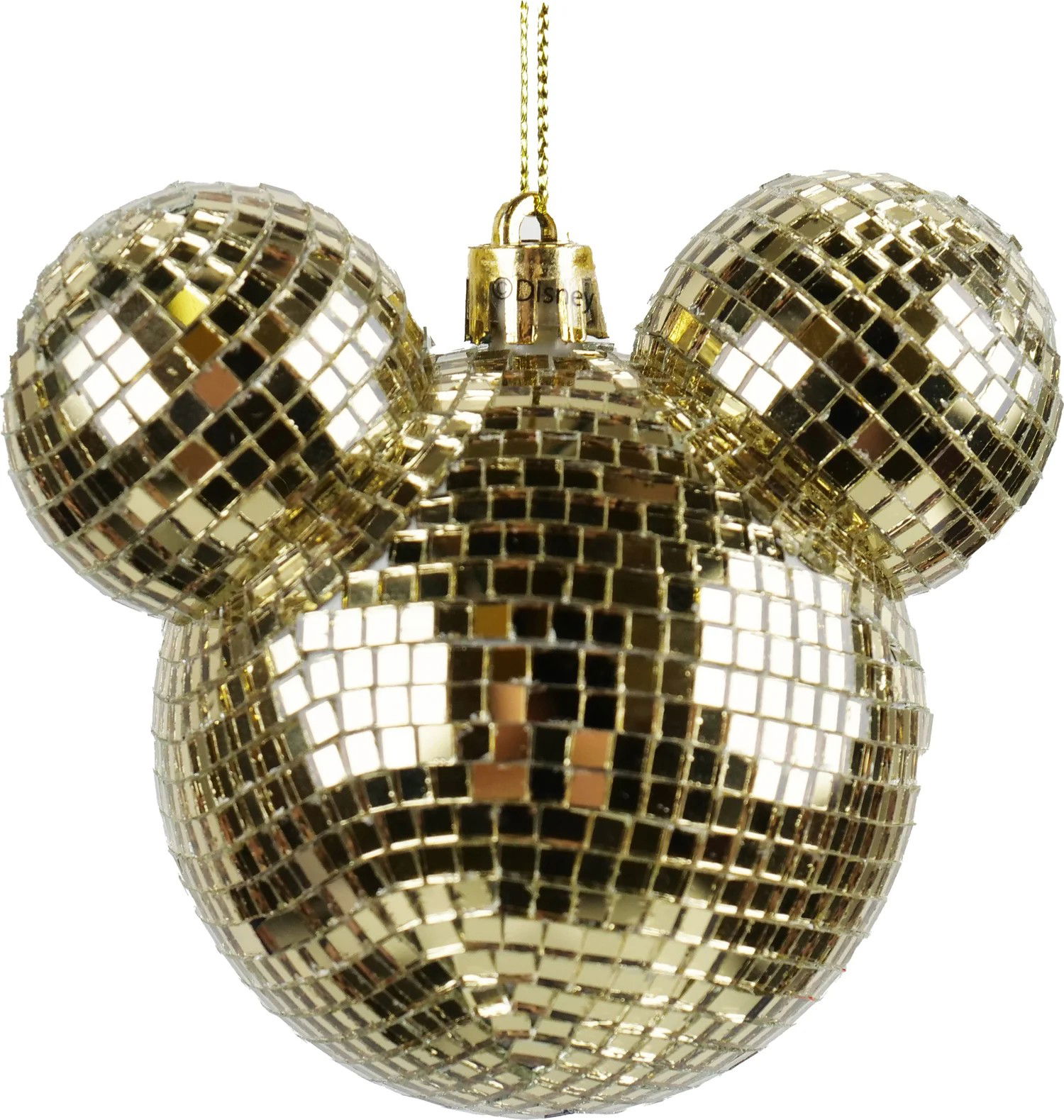 Disney Kerstbal plastic Mickey oren disco goud 8,5 cm  - 
