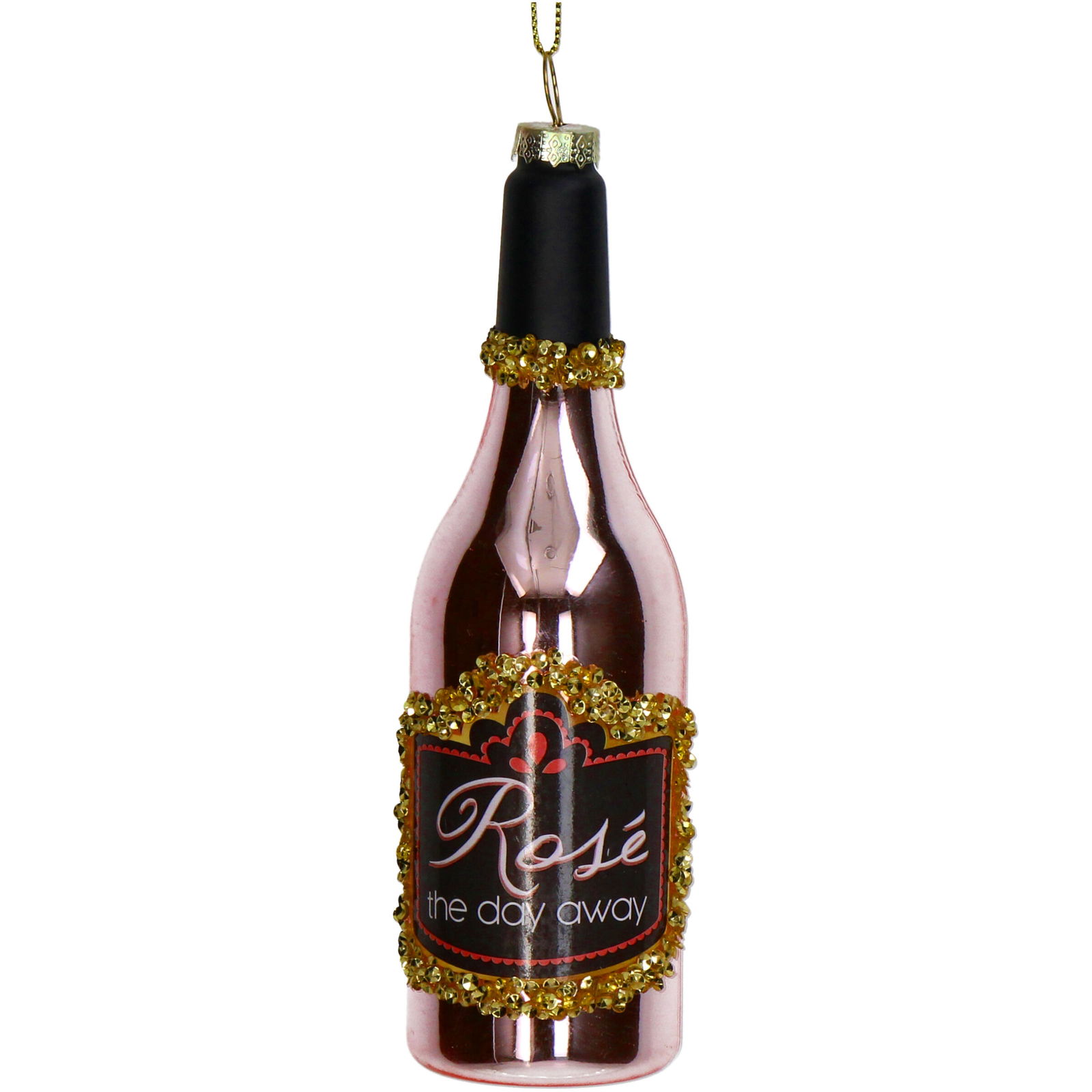 Hd collection Ornament kerstbal Rozenfles Glas Roze 15.5 cm  - 